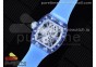 RM012 Blue Transparent Tourbillon RMF Best Edition Skeleton Dial on Blue Rubber Strap