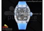 RM012 Transparent Tourbillon RMF Best Edition Skeleton Dial on Blue Rubber Strap