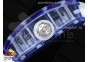 RM012 Blue Transparent Tourbillon RMF Best Edition Skeleton Dial on White Rubber Strap