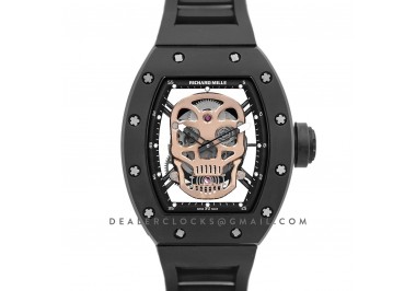 RM 052-01 Tourbillon Gold Skull in PVD on Black Rubber Strap