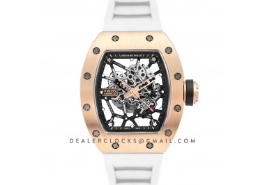 RM 035-02 Black Toro Americas in Rose Gold on White Rubber Strap