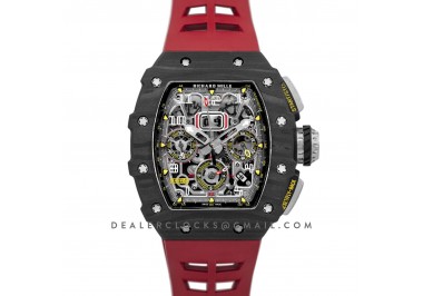 RM 011 Automatic Flyback Chronograph Carbon on Red Rubber Strap