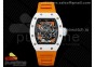RM055 White Ceramic KVF Best Edition Skeleton Dial Black on Orange Rubber Strap MIYOTA8215 V3