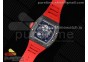 RM055 NTPT RMF Best Edition Skeleton Red Dial on Red Rubber Strap Clone RMUL2