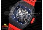 RM055 NTPT BBR Best Edition Skeleton Black Dial on Red Rubber Strap Clone RMUL2 V2