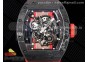 RM055 NTPT BBR Best Edition Skeleton Black Dial on Red Rubber Strap Clone RMUL2 V2