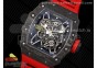 RM035 Black Carbon SONIC Best Edition Skeleton Dial on Red Rubber Strap Clone RMUL2