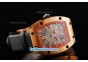 Richard Mille RM 005 Rose Gold Case with Red Border Rome Numeral Marker and Black Leather Strap