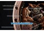 Richard Mille RM 51-01 Tourbillon Tiger and Dragon Rose Gold Case with Seleton Dial and Black Rubber Strap Diamonds Bezel