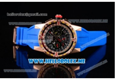 Richard Mille RM 60-01 Rose Gold Case with Skeleton Dial and Blue Rubber Strap Rose Gold Bezel (EF)