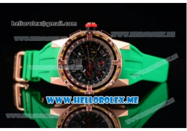 Richard Mille RM 60-01 Rose Gold Case with Skeleton Dial and Green Rubber Strap Rose Gold Bezel (EF)