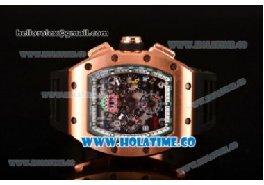 Richard Mille RM005 FM Rose Gold Case Skeleton Dial with Green Inner Bezel