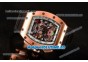 Richard Mille RM005 FM Rose Gold Case Skeleton Dial with Green Inner Bezel